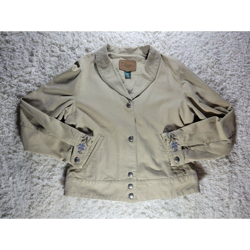 Lauren Ralph Lauren Women’s Tan Chino Floral Embroidered Jacket - Size Small